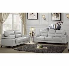 Great savings & free delivery / collection on many items. Mischa 2 Pc Silver Gray Top Grain Leather Sofa Set By Homelegance