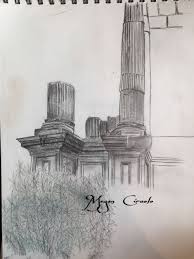 Graphite Pencil And Color Pencil Sketch Of An Ancient Ruin In The Roman Forum Color Pencil Sketch Art Painting