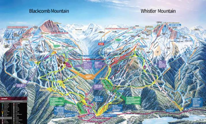 Whistler Blackcomb trail map layout, generada por IA