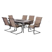 Sit back in comfortable style and envision the picturesque view of a shoreline. Hampton Bay Crestridge 7 Piece Padded Sling Outdoor Dining Set In Conley Denim Sts786c Cb The Home Patio Dining Furniture Outdoor Dining Set Patio Dining Set
