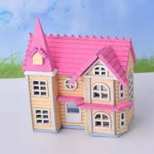 Perfeclan 1 12 Scale Dollhouse Miniature Pink Roof Diy Build Romatic Attic Models