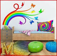 Rainbow Butterflies Wall Decal Rainbow Bedrooms Decorating Rainbow Theme Rooms Girls Bedroom Themes Rainbow Room Rainbow Bedroom