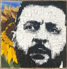 Iris” stained glass mosaic by Stacy Holmstedt. @sonoranjoy