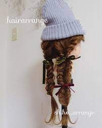 レトロガーリーなツインフィッシュボーン レトロガーリー ヘアスタイル ロング ガーリー