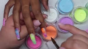 One of the accent nails is covered in sparkling crystals. Drake Themed Nails Pink And Blue Ombre Coffin Nails Youtube