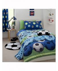 Catherine Lansfield Lined Football Curtains Blue With Images Soccer Bedroom Soccer Bedding Bedroom Themes