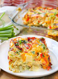 Cheesy Bacon Potato And Egg Casserole Recipe Healthy Holiday Breakfast Cheesy Bacon Egg Brunch Recipes