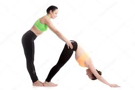 Yoga With Coach Downward Facing Dog Yoga Pose Stock Photo C Fizkes 68146685