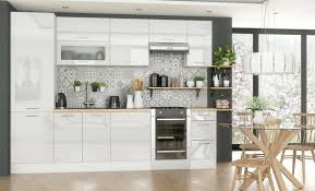 First time designing a kitchen , not ours, we got this. White High Gloss Kitchen 8 Unit Cabinet Larder Set Soft Close 300 Cm Chrome Rosi For Sale Online Ebay