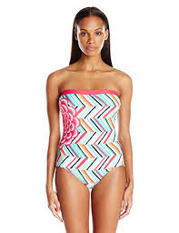 Coco Rave Womens Bandeau One Piece Swimsuit With Removable Soft Cups