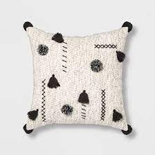 Abstract Tassel Pom Square Throw Pillow Cream Black Opalhouse Target Throw Pillows Square Throw Pillow Cream Throw Pillows