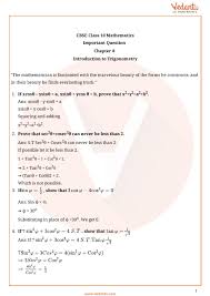 Proofs are set up to let the user understand what steps were taken in order to receive a given output. Important Questions For Cbse Class 10 Maths Chapter 8 Introduction To Trigonometry