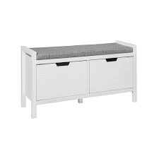 Banc De Rangement Meuble Bas Entree Avec Coussin Rembourre Et 2 Portes Meuble D Entree Commode A Chaussure Fsr63 W Sobuy Commode A Chaussures Banc De Rangement Meuble Bas