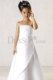 Strapless A Line Satin Made Little Girl Gown Wedding Flower Girl Dresses Flower Girl Dresses Wedding Dresses For Girls