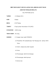Minit Mesyuarat Hari Keluarga Dan Jamuan