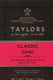 Masala chai is a distinctive tea made with black tea, spices and milk. Taylors Of Harrogate Classic Chai 20 Tea Bags