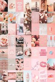 Pink Collage Kit 80 Pcs Peach Aesthetic Photo Wall Collage Etsy In 2021 Pink Wallpaper Girly Wall Collage Aesthetic Collage