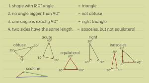 It can be drawn to have two equal sides and two equal angles or with two acute angles and one obtuse angle. Triangle Review Made Easy