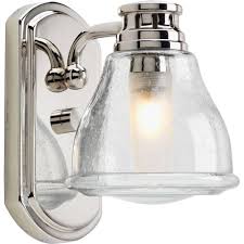 Progress Lighting Academy Collection 1 Light Polished Chrome Bath Sconce With Clear Seeded Glass Shade In 2020 Bathroom Sconces Bath Light Progress Lighting