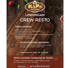 Entdecke rezepte, einrichtungsideen, stilinterpretationen und andere ideen zum ausprobieren. Lowongan Crew Resto Atmago