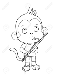100% free musical instruments coloring pages. Cute Monkey With Bassoon Coloring Page Stock Photo Picture And Royalty Free Image Image 69128102