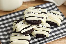 They feature five different shapes with an orange filling. No Bake Mummy Oreo Halloween Cookies Brooklyn Active Mama