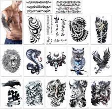 Tatouage Temporaire Pour Homme Femmes Enfant Konsait Manchette Tatouage Tattoo Noir Body Tattoo Sticker Bras Tatouages Ephemeres Lion Crane Mort Dragon Eagle Hawks Symboles Tribaux Amazon Fr Beaute Et Parfum