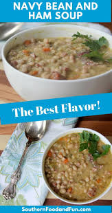 Navy Bean And Ham Soup Made Easy With Canned Beans Ham Hocks Carrots Celery Dried Rosemary And Thyme Ham And Bean Soup Easy Soup Recipes Ham Soup Recipes