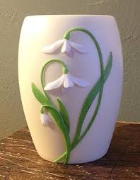 Snowdrops Night Lamp Vase Crafts Clay Flowers Painted Flower Pots