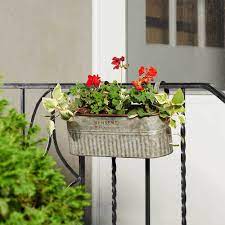 When planter is hanging, it measure 22l inches long from the top of the loop for hanging to the bottom of the planter, loop for hanging: Hanging Planter Box 2 Gallon Hanging Steel Planter Box