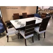 Often a good option for smaller groups, round tables typically range from 36 to 54 inches in diameter and seat between 4 and 8 guests. 40 Designer 6 Seater Dining Table Set Rs 34500 Set Royal Enterprises Id 22592932962