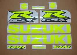suzuki gsx r 600 750 1000 neon yellow fluorescent signal custom replacement decals set stickers ki custom decal stickers suzuki gsxr gsx