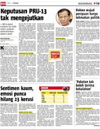 Keputusan rasmi p.160 johor bahru, p.078 cameron highlands, p.073 pasir salak & p.103 puchong. Keputusan Pru 13 Tak Mengejutkan Klik