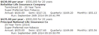 Reliastar life insurance company is located in minneapolis city of minnesota state. 20 Year Term Life Insurance Sample Quote Voya Financial Or Principal National Life Life Insurance Shopping Reviews