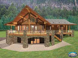 Upstairs, the loft features a large bedroom plus space that opens to the floor below. Walkout Basement Homes Log Cabin Quotes House Plans 43060
