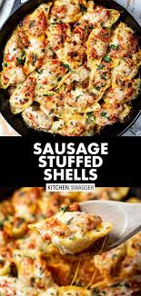Sausage Stuffed Shells Recipe Recipe Italian Sausage Recipes Ground Sausage Recipes Stuffed Shells Recipe