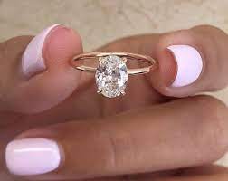 Oval Diamond Engagement Ring 1 Carat Oval Shape 18k Rose Etsy In 2021 Oval Diamond Engagement Ring Fine Engagement Rings Rose Engagement Ring