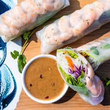 Shrimp Salad Rolls with Peanut Dipping Sauce