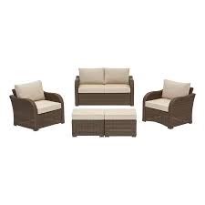 Allen Roth Northborough 5 Piece Metal Frame Patio Conversation Set With Sunbrella Cushions Lowes Com Conversation Set Patio Sunbrella Cushions Patio Furniture Collection