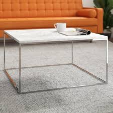 Sleek and modern stacked metal coffee table base. Cade Genuine Marble Coffee Table Table Base Color Chrome Table Top Color White Marble On Wayfair North America Accuweather Shop