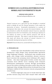Termasuk didalamnya kekayaan yang dipisahkan pada perusahaan negara/perusahaan daerah. Pdf Sumber Daya Alam Dalam Pembangunan Berkelanjutan Perspektif Islam