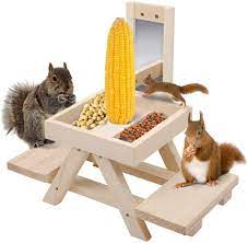 Check spelling or type a new query. Amazon Com Solution4patio Expert In Garden Creation Adorable Squirrel Feeder Picnic Table Shaped With Mirror Corn Cob Holder And Snack Mesh Tray For Fruit Nuts Peanut Butter Treats Eay To Install Garden