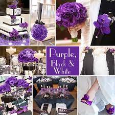 For Lovers Of Purple The Combination Of Purple With Black And White Is Sophisticated And Striking It Work Purple Wedding Wedding Colors Wedding Colors Purple