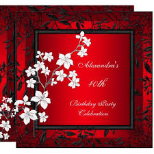 Birthday Card Design Black And Red Create Your Own Invitation Zazzle Com 40th Birthday Floral Birthday Invitations Gold Birthday Party