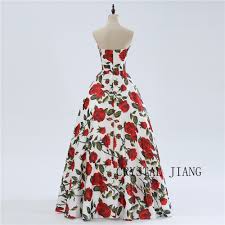 Discount Wholesale High Quality 2018 Sweetheart Rose Floral Printed Satin A Line Zipper Back Fashion Bridal Wedding Dresses Aline Dresses Aline