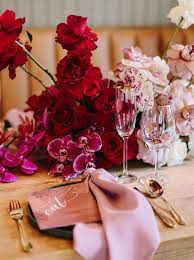 Ombre Red Pink Floral Centerpiece Flower Centerpieces Wedding Wedding Floral Centerpieces Pink And Gold Wedding