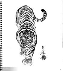 Black And White Japanese Tiger Tattoo Designs 