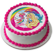 Shop for anniversary cake at walmart.com. Decopac Barbie Unicorn 7 5 Round Edible Cake Topper Each Walmart Com Walmart Com