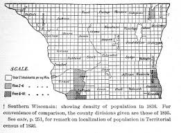 Wisconsin county population density map. 1836 Population Density Of Wisconsin Wisconsin Antebellum Density