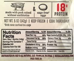 Loin bacon calories for 25g (1slice) is 53cal at 211cal per 100g serving size, rich in vitamin b1 and niacin, loin bacon (processed food / side dishes) is also known as canadian bacon, and has a diet rating of 2, 3 for filling, and 2 for nutritional loin bacon calories and quick look at nutrition facts. Red S Canadian Bacon Egg Three Cheese Burrito Review Freezer Meal Frenzy